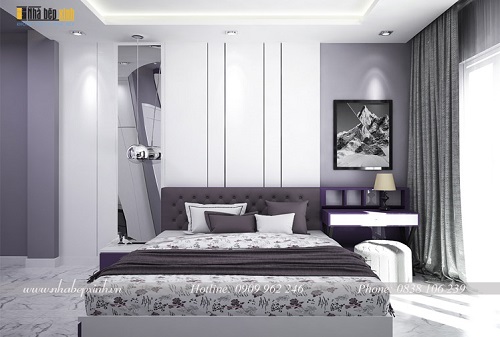 Thiết kế phòng ngủ đẹp sang trọng gam màu tím lãng mạn